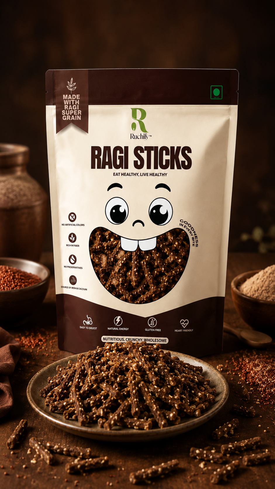 Ragi Sticks | Crispy Ragi Millet Snacks | RUCHIFY