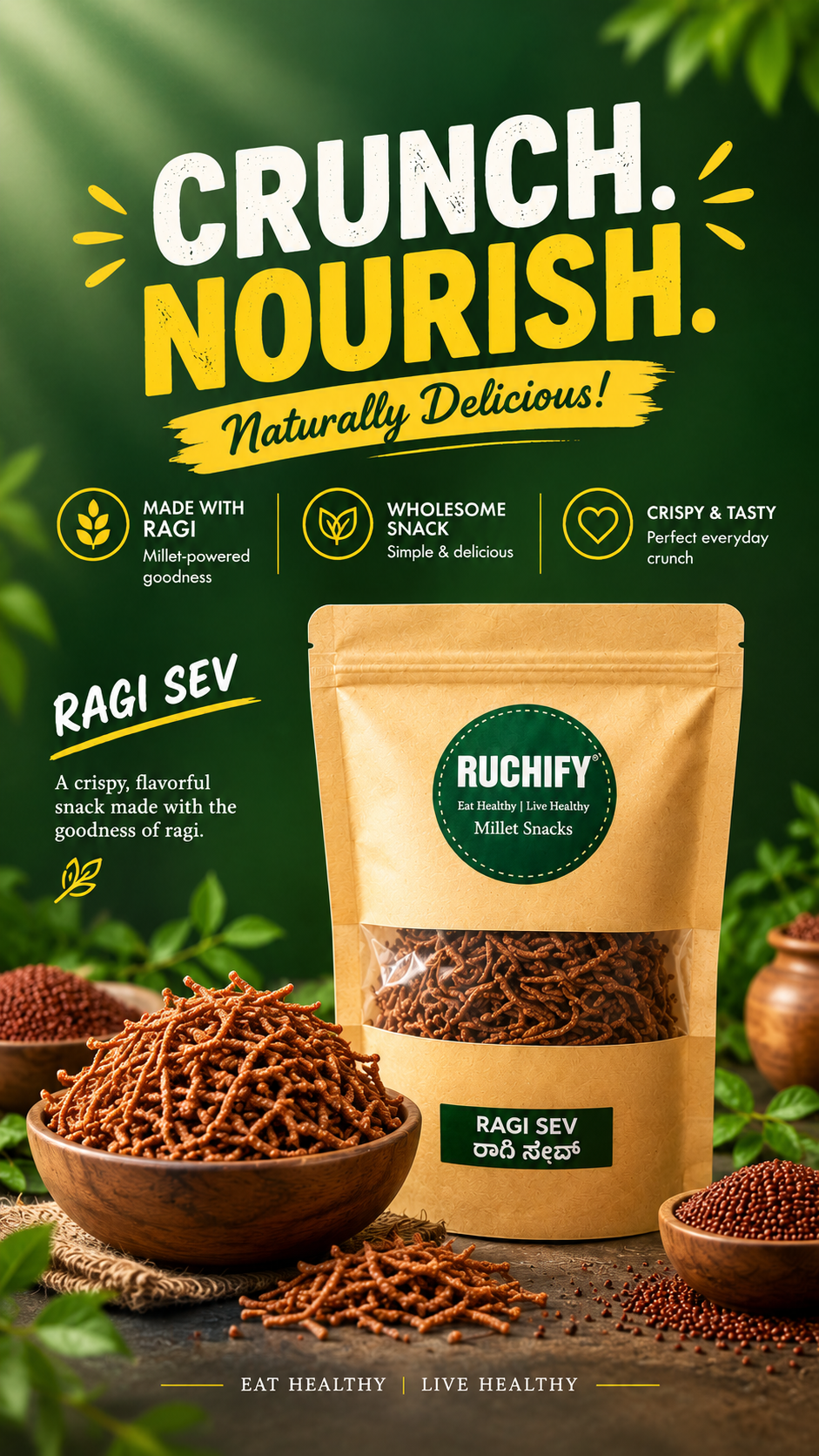 Ragi Sev | Crispy Ragi Millet Snack | RUCHIFY