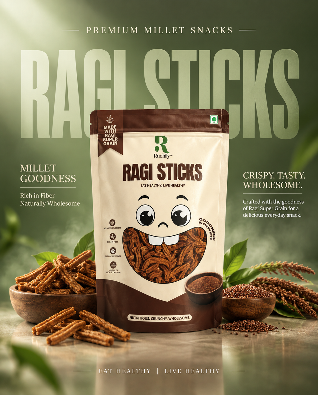 Ragi Sticks | Crispy Ragi Millet Snacks | RUCHIFY